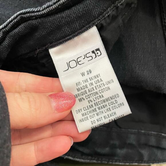 Joe's Jeans Corah Black Quilted Leather Knee Panel The Skinny Leg Jeans Size 29 - Picture 4 of 10